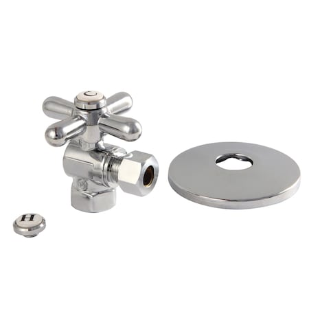 Kingston Brass CC33101XK 3/8-Inch IPS X 3/8-Inch OD Comp Quarter-Turn Angle Stop Valve with Flange, Polished Chrome CC33101XK
